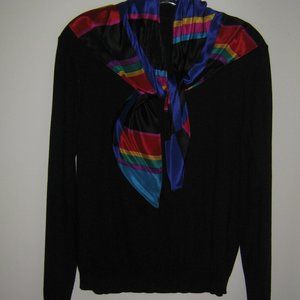 TALBOTS Mock Turtleneck Long Sleeve Sweater Black M/M 100% Cotton preown ex.cond